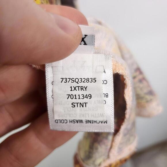 One World Top Womens XL Cutout Embroidered Sleeves Artsy Abstract Sequin Neck - Picture 7 of 12